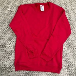 Kids red crewneck Hanes youth L